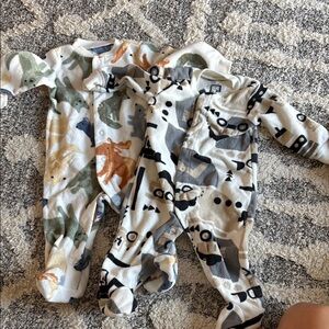 Carter's Green and Orange Footies One Piece Cozy Design